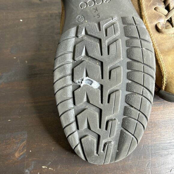 Ecco Light Shock Point Oxfords Lace Shoes Brown Leather Casual Men’s 46 US 12 M - Picture 6 of 15